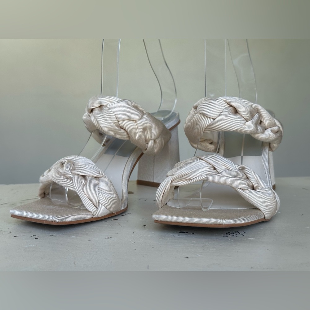DOLCE VITA PHEBY Braided Grosgrain Silk Ribbon Block Heel Sandals! Size 6.5!